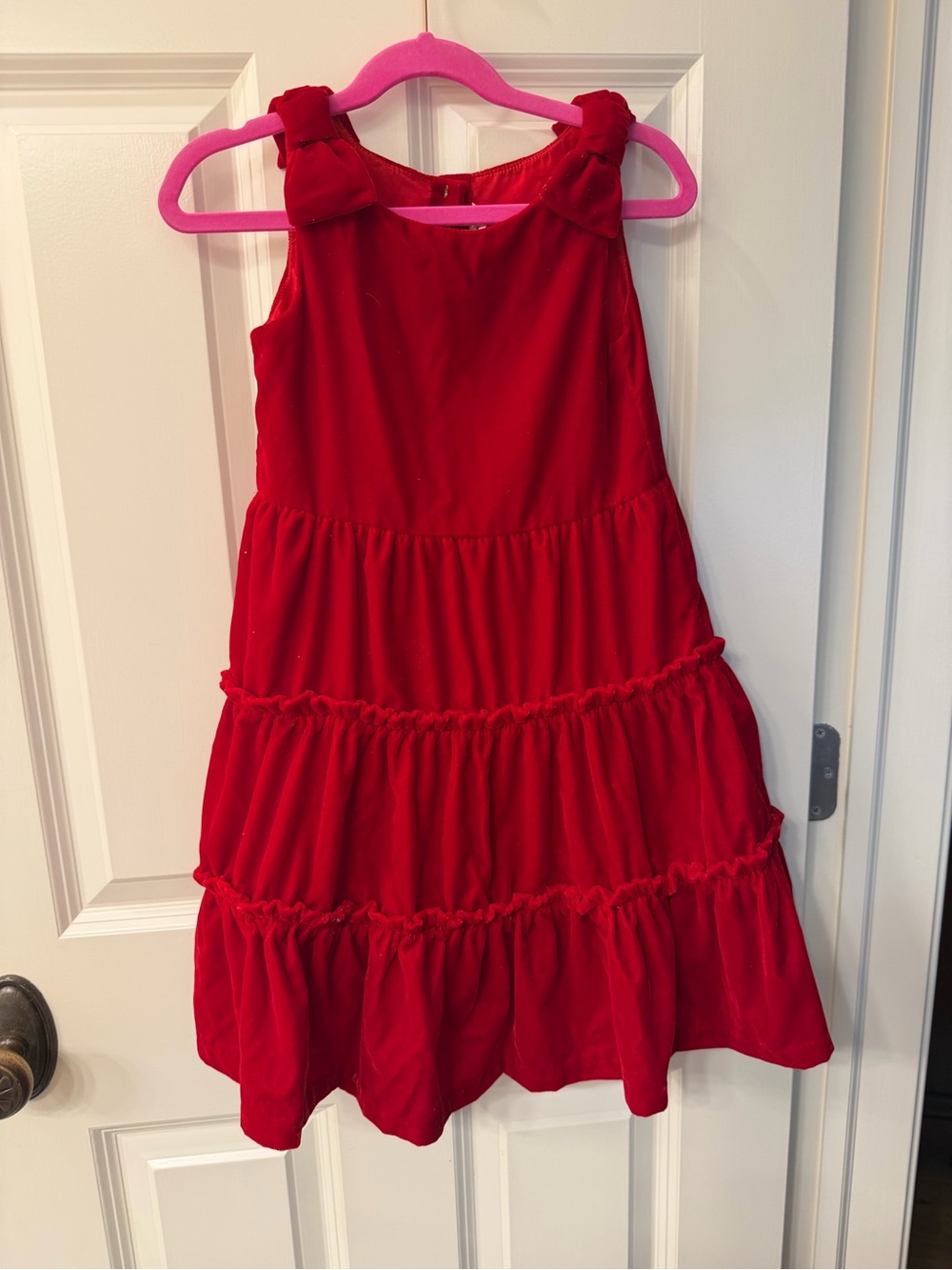 Janie and Jack Red Tiered Knot-Shoulder Holiday Dress